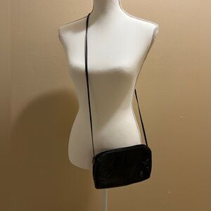Vintage Palizzio Black Reptile Crossbody Bag Purse